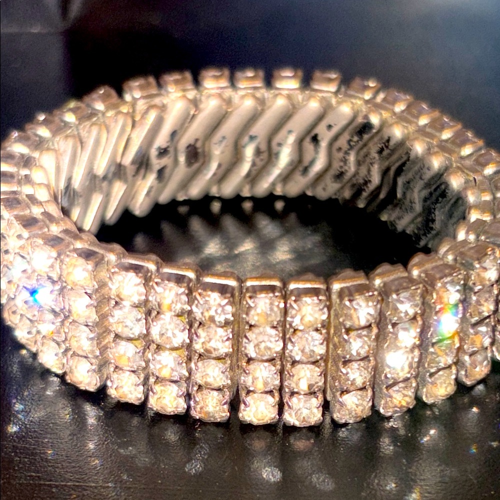 Vintage 1950s four tier streach cage, crystal bracelet